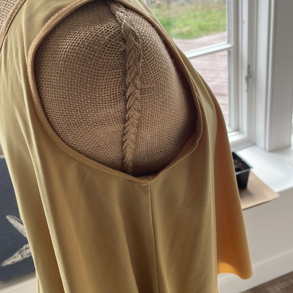 Joseph Ribkoff Mustard color layered ruffle dress - Picture 6 of 9